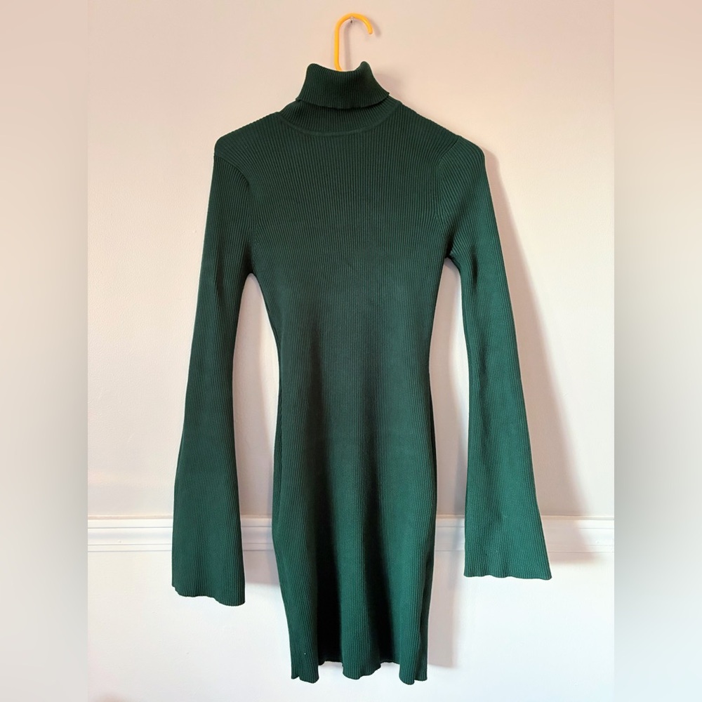 Urban Outfitters Emerald Green Bell-sleeve Sweater Dress